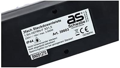 Schwabe Stekkerdoos 3 x randaarde met schakelaarI 1,5m neopreenkabel - thumbnail