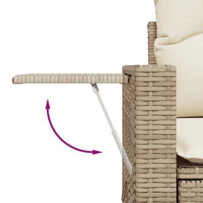 5-delige Loungeset met kussens poly rattan beige - thumbnail