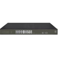 LevelOne ges-2118p hilbert 18-port gigabit poe smart lite managed l2 switch, 16x poe, 230w, 2x sfp - thumbnail