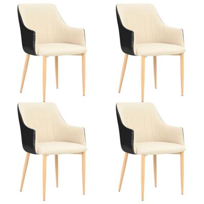 vidaXL Eetkamerstoelen 4 st stof zwart en crème vidaXL Eetkamerstoelen 4 st stof zwart en crème