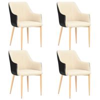 vidaXL Eetkamerstoelen 4 st stof zwart en crème - thumbnail