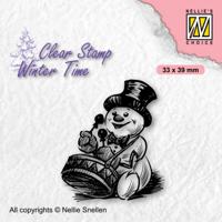 Nellie's Choice • winter time clear stempels shy snowman with drum - thumbnail