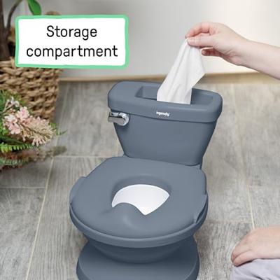 INGENUITY Mini kindertoilet met toiletverkleiner, muzikale spoeling en geïntegreerde opbergruimte voor doekjes Blauw