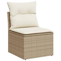9-delige Loungeset met kussens poly rattan beige - thumbnail