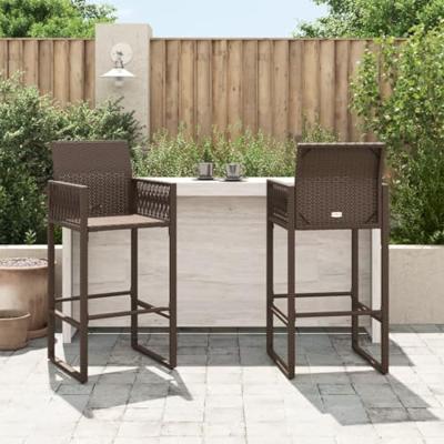 Tuinbarkrukken 2 st poly rattan bruin - thumbnail