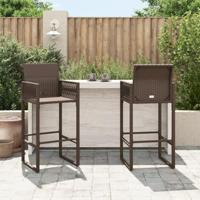 Tuinbarkrukken 2 st poly rattan bruin - thumbnail