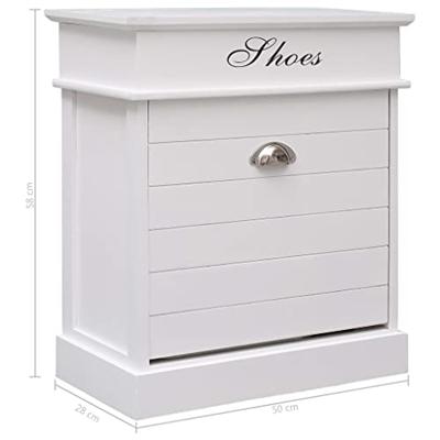 VidaXL Schoenenkast 50x28x58 cm paulowniahout wit VidaXL Schoenenkast 50x28x58 cm paulowniahout wit
