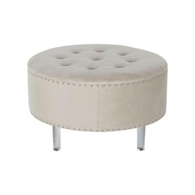 Kruk DKD Home Decor Beige Zilverkleurig Polyester Hout MDF 80 x 80 x 43 cm Kruk DKD Home Decor Beige Zilverkleurig Polyester Hout MDF 80 x 80 x 43 cm