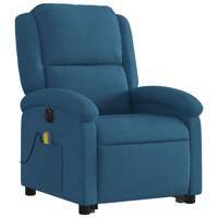 Sta-op-massagestoel elektrisch verstelbaar fluweel blauw - thumbnail