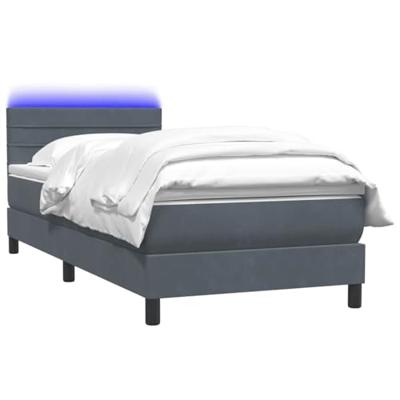 Boxspring met matras en LED fluweel donkergrijs 90x220 cm