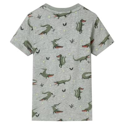 Kindershirt 116 gemleerd lichtkaki