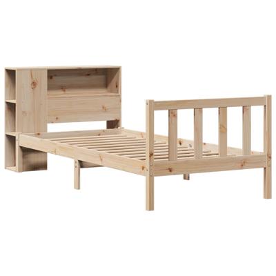Bed met boekenkast zonder matras massief grenenhout 100x200 cm