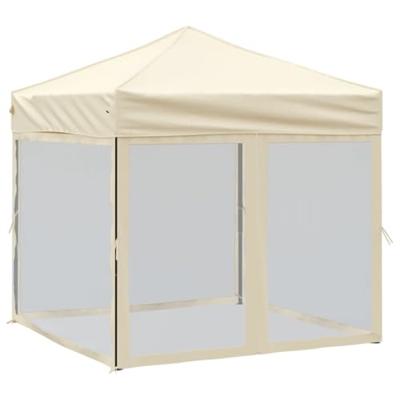 Partytent inklapbaar met zijwanden 2x2 m crmekleurig - thumbnail