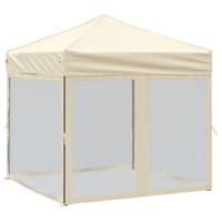 Partytent inklapbaar met zijwanden 2x2 m crèmekleurig - thumbnail