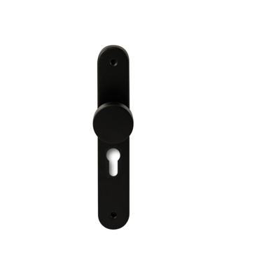 Hardbrass Knopkruk Piano op ovaal langschild profielcilindergat 55mm - zwart