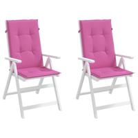 Tuinstoelkussens hoge rugleuning 2 st 120x50x3 cm stof roze - thumbnail