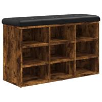 Schoenenbank 82x32x50 cm bewerkt hout gerookt eikenkleurig - thumbnail