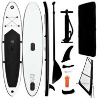 VidaXL Stand up paddleboard opblaasbaar met zeilset zwart en wit - thumbnail