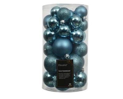 Kerstbalmix kunststof d6 cm blauw 30 st Decoris - Decoris Kerstbalmix kunststof d6 cm blauw 30 st Decoris - Decoris