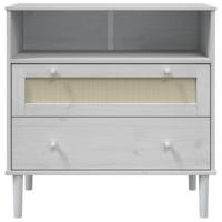 Dressoir SENJA rattan-look 80x40x80 cm massief grenenhout wit - thumbnail