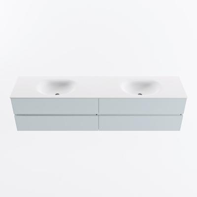 MONDIAZ VICA 200cm badmeubel onderkast Clay 4 lades. Wastafel MOON dubbel 2 kraangaten, kleur Talc.