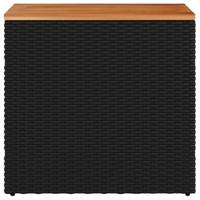 Tuinbijzettafel met houten blad 58x27,5x55 cm poly rattan zwart - thumbnail