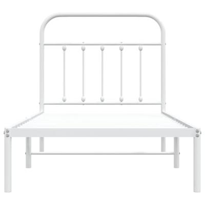 Bedframe met hoofdbord metaal wit 90x200 cm
