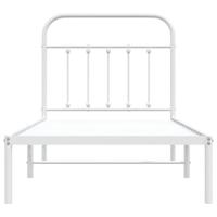 Bedframe met hoofdbord metaal wit 90x200 cm - thumbnail