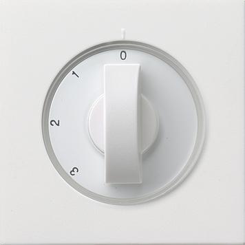 Gira F100 afdekplaat met draaiknop voor 3-standen schakelaar zuiverwit glanzend