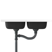 Gootsteen met dubbele bak 800x600x155 mm roestvrij staal zilver - thumbnail