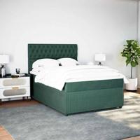 Boxspring met matras fluweel donkergroen 160x200 cm - thumbnail