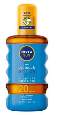 Zonnebrandolie Nivea Protect & Bronze 200 ml Spf 20 Spray