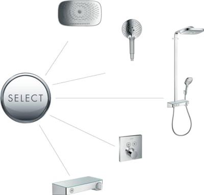 Hansgrohe Raindance Select E Showerpipe 300 3jet met ShowerTablet Select 300, wit/chroom