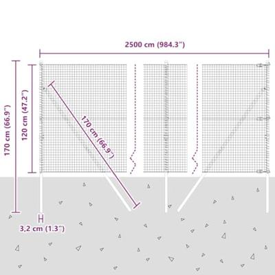 VidaXL Afrasteringspaal groen 25 x 1,2 m (25 x 25 mm gaas)