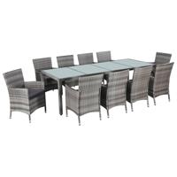 11-delige Tuinset met kussens poly rattan grijs - thumbnail