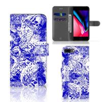 Telefoonhoesje met Naam Apple iPhone 7 Plus | 8 Plus Angel Skull Blauw - thumbnail