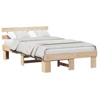 Bedframe met hoofdeinde Bruin 140 x 190 cm Massief grenenhout - thumbnail