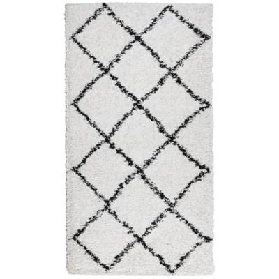 VidaXL Vloerkleed shaggy hoogpolig modern 60x110 cm crème en zwart