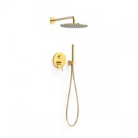 Regendoucheset Inbouw Tres Study Exclusive Rond 30 cm Met Wandarm en Handdoucheset met Staafhanddouche Rapid Box Goud Tres - thumbnail