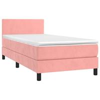 Boxspring met matras en LED fluweel roze 90x190 cm - thumbnail
