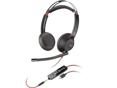 HP Poly Headset Blackwire C5220 Stereo USB- On Ear headset Kabel Stereo Zwart Noise Cancelling Oorbeugel Computer - thumbnail