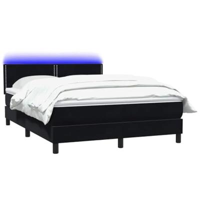 Boxspring met matras en LED fluweel zwart 160x210 cm