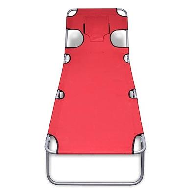 Ligbed inklapbaar met hoofdkussen gepoedercoat staal rood - thumbnail
