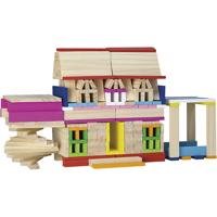 VIGA houten bouwstenen, afm 10 cm, diverse kleuren, 250 onderdelen/ 1 doos - thumbnail