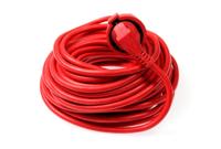 as - Schwabe 60361 PVC Verlengkabel met Schuko/Euro Stekker en Koppeling, IP20, 230 V/16 A, 25 m Kabellengte, Rood - thumbnail