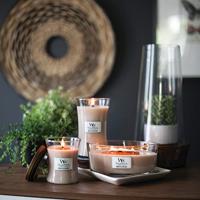 WoodWick Geurkaars Large Vanilla & Sea Salt - 18 cm / ø 10 cm - Geurkaars in Glas - Houten Lont - thumbnail