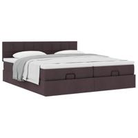 Ottoman bed met matrassen 180x200cm stof donkerbruin - thumbnail