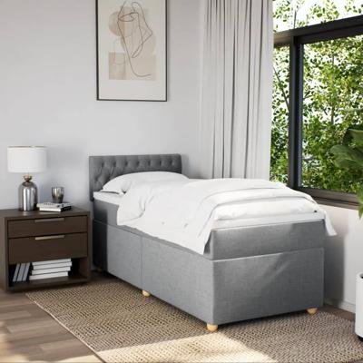 Boxspring met matras stof lichtgrijs 140x190 cm - thumbnail