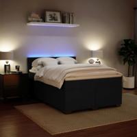 Boxspring met matras fluweel zwart 140x190 cm - thumbnail