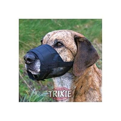 Trixie muilkorf polyester met gaas inzet zwart - thumbnail